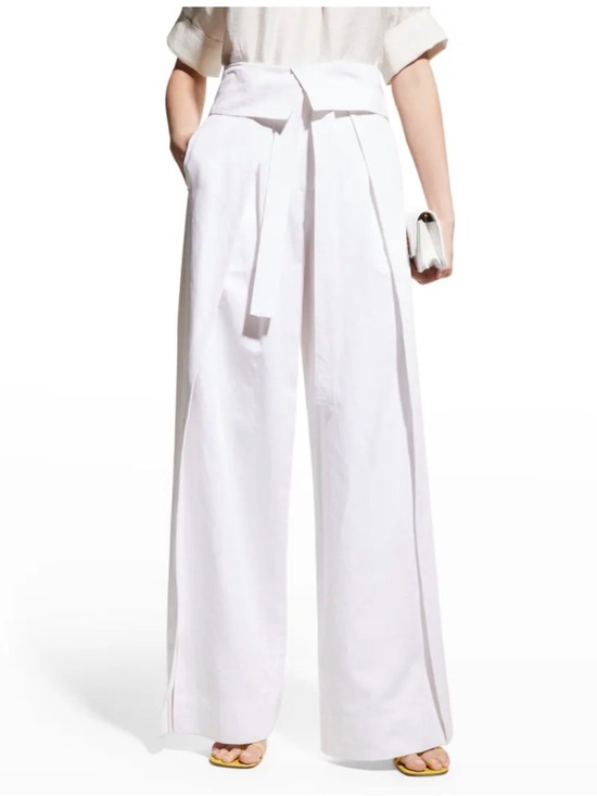 A.L.C. Pants - A.L.C. White High-Waist Wide-Leg Tie-Waist Pants